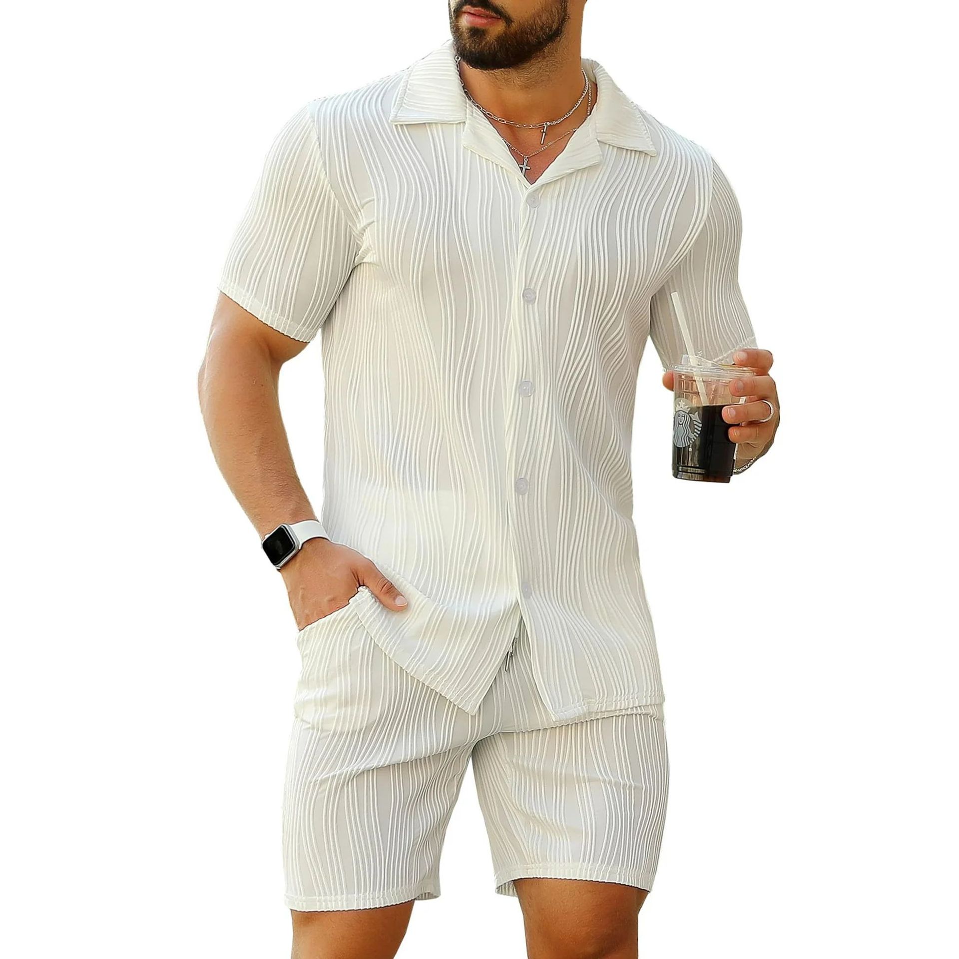 Mens Tracksuits Fashion T-Shirt Shorts Set High Quality Menswear for Casual Wear black white two piece sets shirts and short trousers sets
