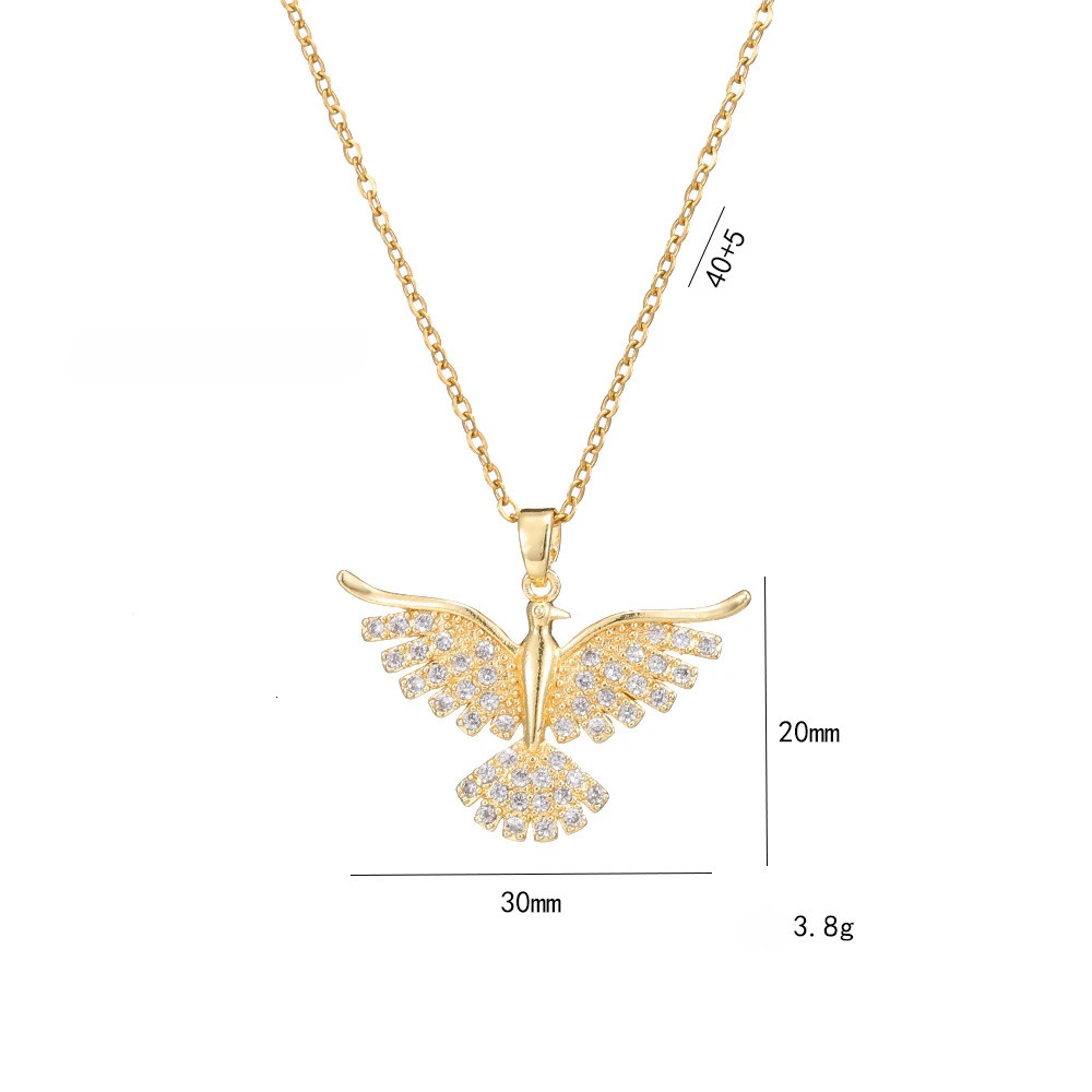 Fashion Phoenix Necklace Zircon Pendant Stainless Steel Chain Gifts for Women Girls Daily Party Accessories 250609