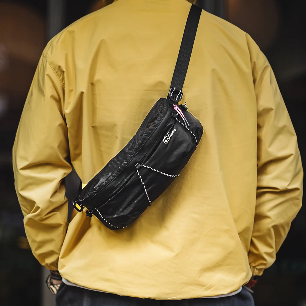Maden Unisex Style Tactical Adjustable Black Crossbody Bag Outdoor Waist Pack Motorcycle Chest for Cycling Travel Coin Purse 250605