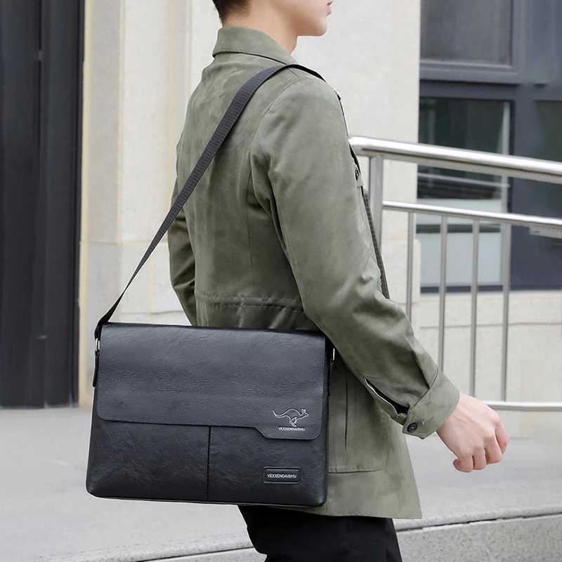 PU Leather MenS Briefcase Male Executive Document Shoulder Vintage Business Work Messenger Crossbody Side Designer Caddy Bag W250610