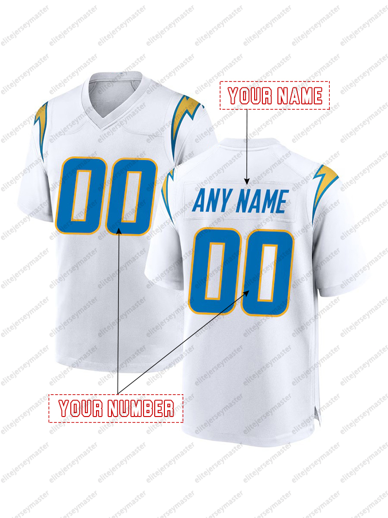 Omarion Hampton 8 Cities Football Jerseys Justin Herbert 10 Ladd McConkey 15 Custom Any Number Name For Men Women Youth
