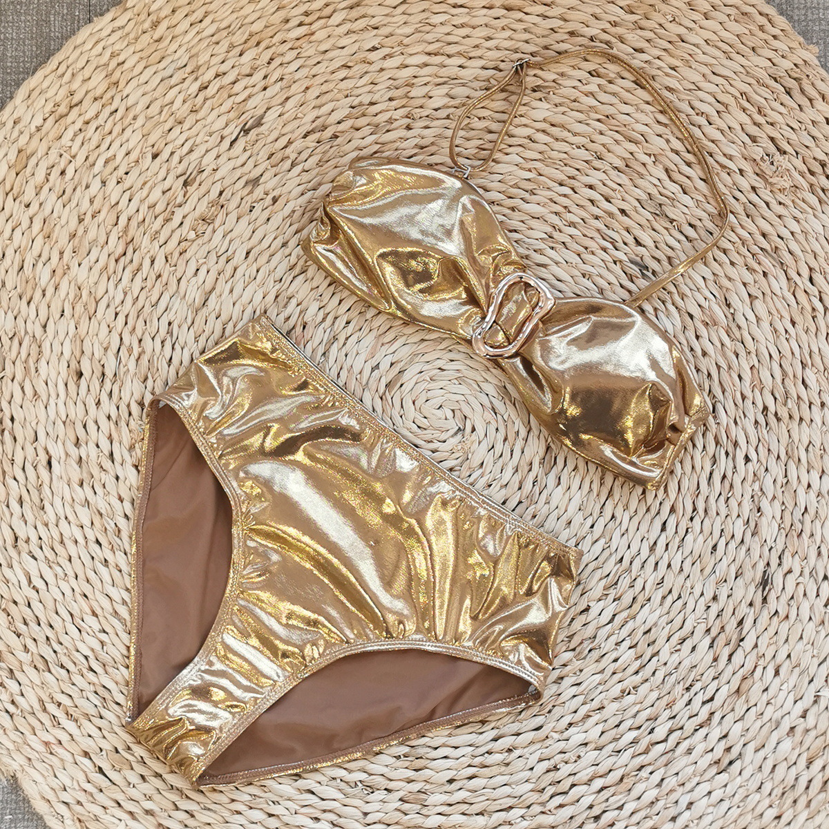 Strapless Halter Tie Sexy High Waist Bikini Two-Piece Swimsuit Women Three-Piece Set Bikini 2025 250225