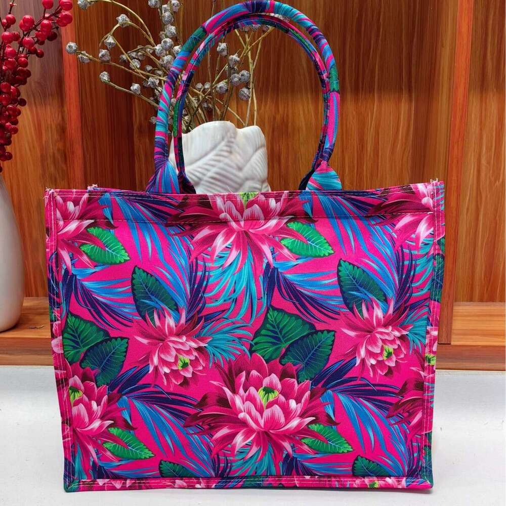 2024 New Canvas Embroidered Digital Print Student Large Capacity Tote Office Commute Striped Bag