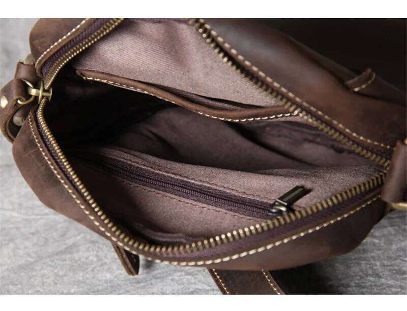 Vintage natural genuine leather men's small phone fashion casual crazy horse cowhide daily shoulder messenger bag
