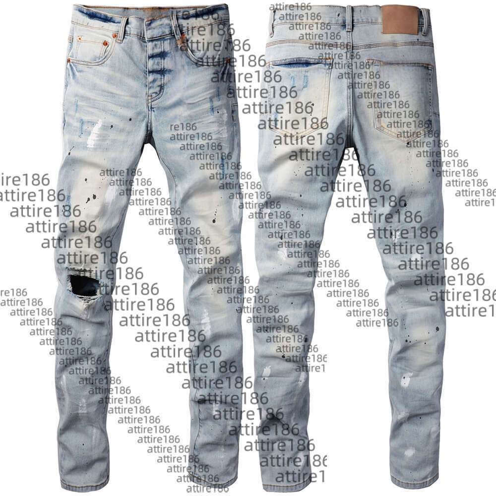purples mens designer skinny jeans men pencil pants hole cotton print hip hop black jeans streetwear white trousers fashion pants high-end quality sli