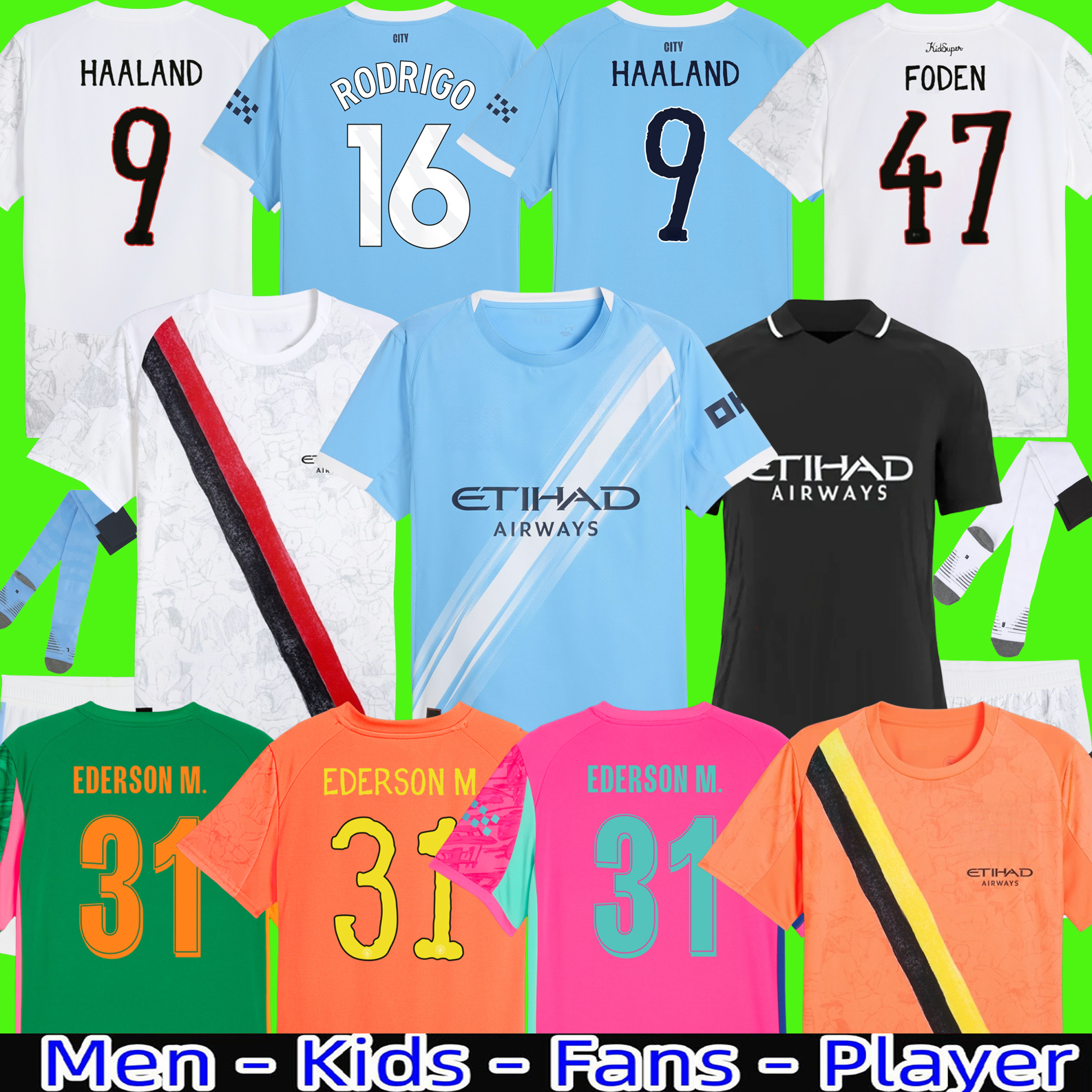 24 25 26 fans Player version HAALAND soccer jerseys DE BRUYNE GREALISH FODEN 2025 2026 football shirt uniforms men kids RODRIGO ALVAREZ GVARDIOL DOKU