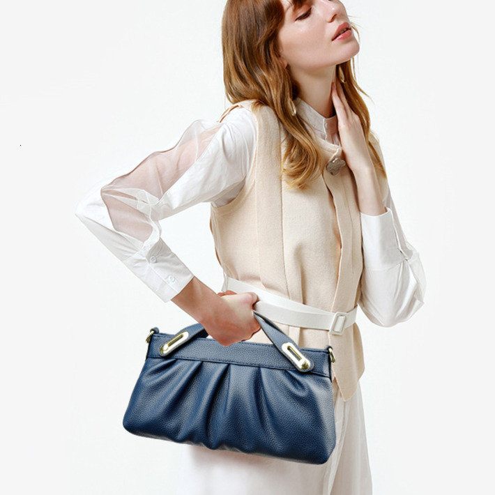 Free Shipping Luxury Genuine Leather Clutch Bag Women's Elegant 2025 New Soft Cowhide Crossbody Handbag Simple Designer Versatile Underarm Bag
