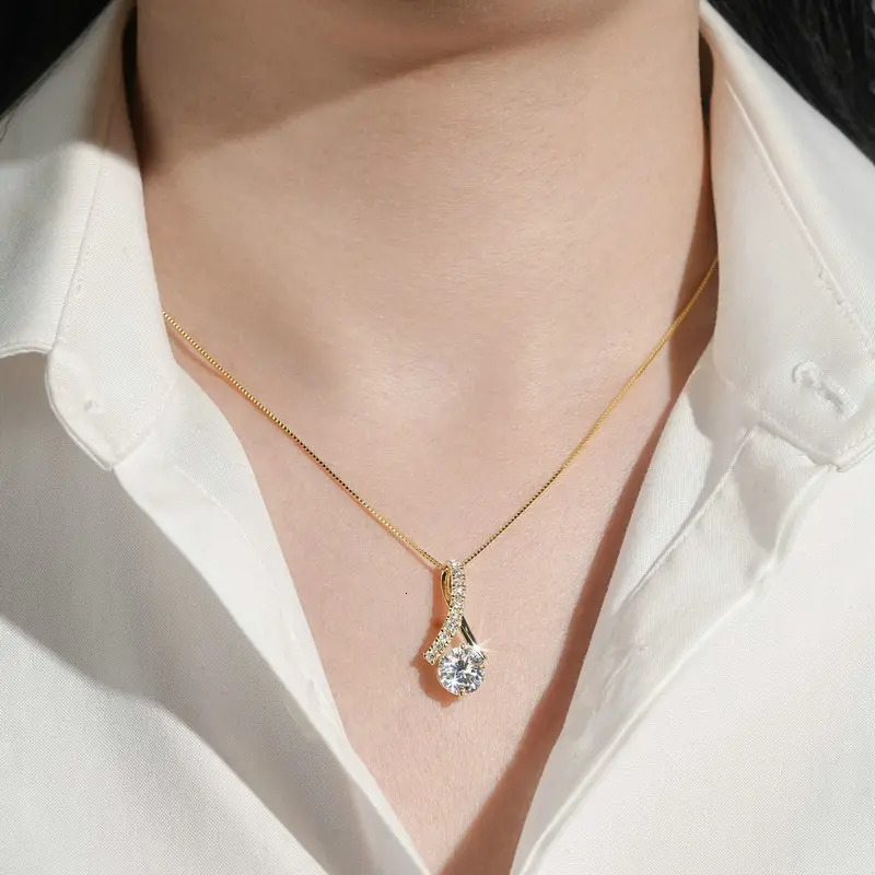 Anziw 2025 1CT 2CT 3CT Round Infinity Pendant Necklace for Women Adjustable Chain S925 Silver Valentines Gift 250609