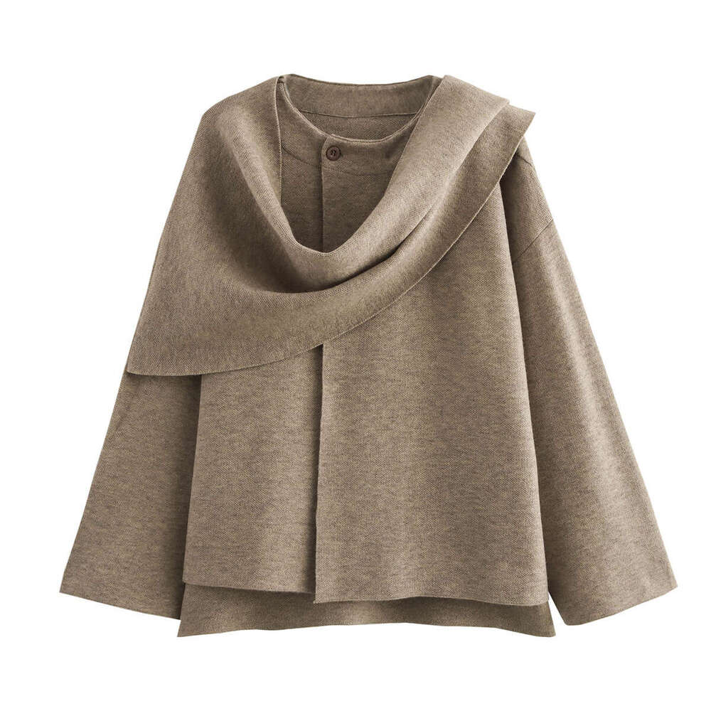 Autumn New Style Asymmetric Scarf Short Loose Knit Cardigan Coat B5