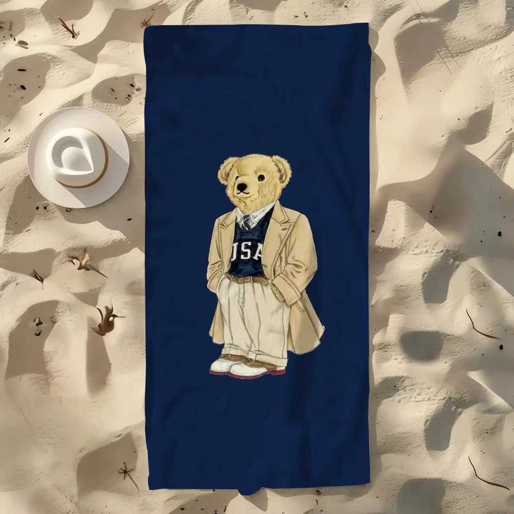 Fashion P-polo Bears Printed Towel Pool Beach Portable Quick Dry Sand Outdoor Swimming Travel Blanket Thin Mat Bath Towels S25610