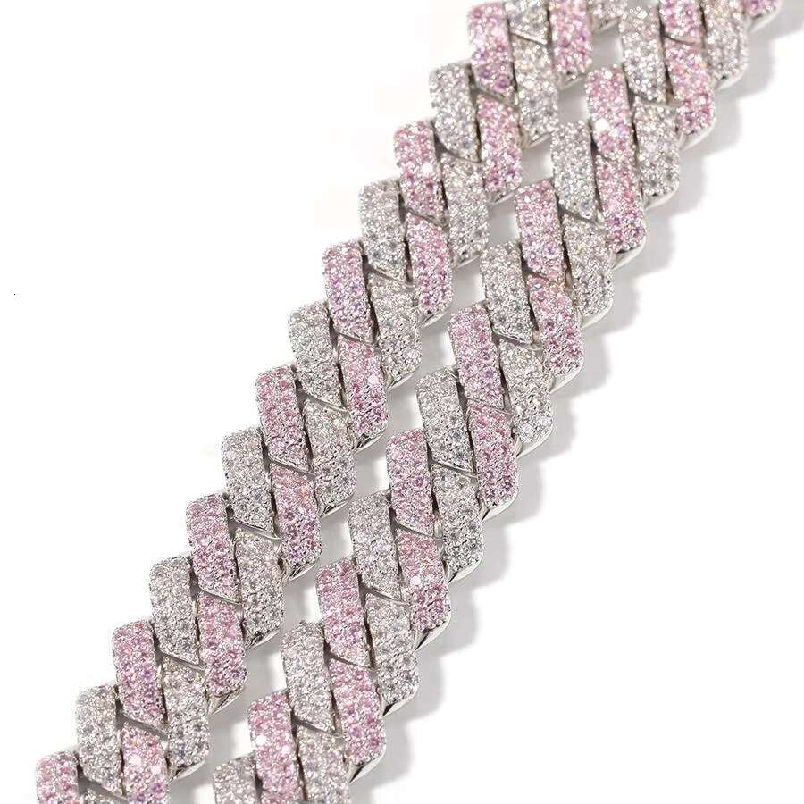 OACOCA Cuban Link Necklace Hip-hop Moissanite Jewelry Women Provence Hot Sale Real Moisasnite Diamond Two-tone 13mm Silver Hiphop
