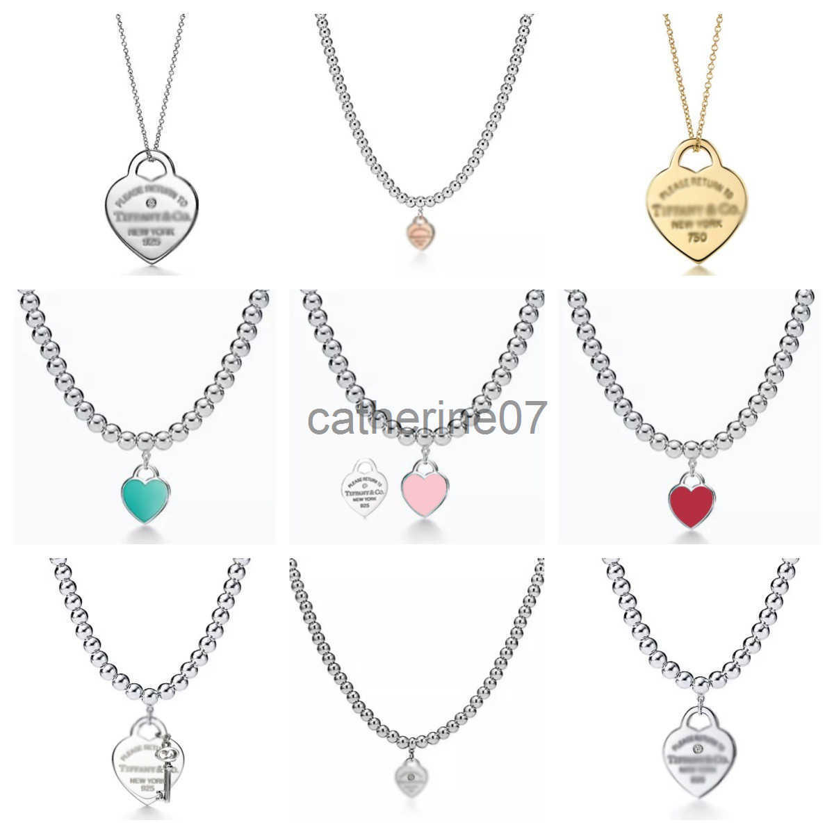 Home Enamel Love Necklace ins Dropping Glue Heart shaped Round Beads Bead Chain Womens Fashion Classic Jewelry J250610