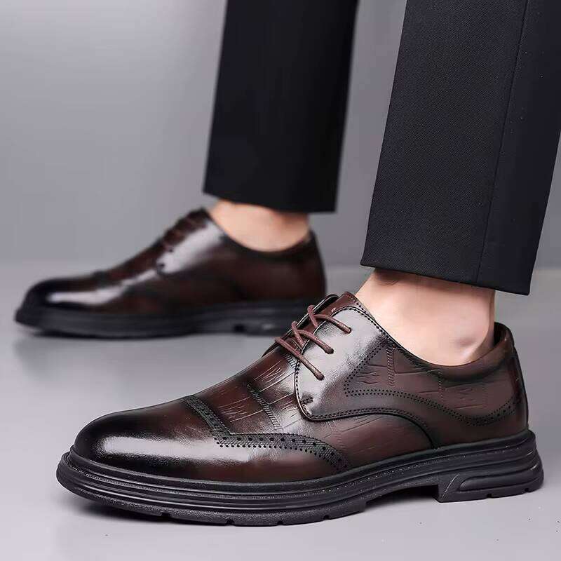 Hot selling New men casual leather with formal business men's lace up dress shoes