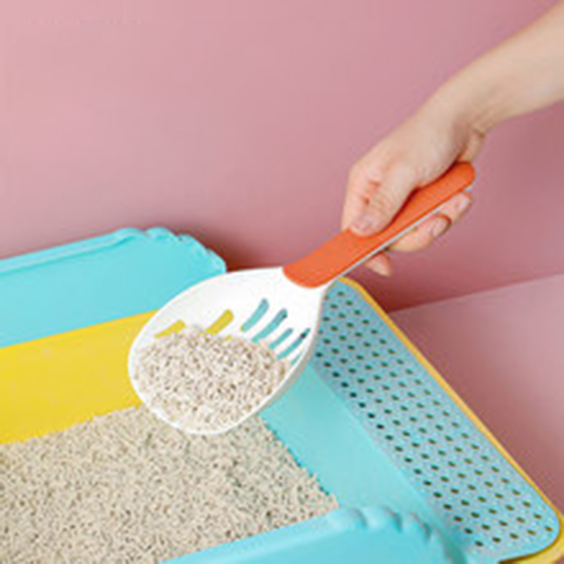 Large cat litter scoop color blocking pet cleaning tool cat toilet filter drop resistant pet litter dog litter scoop