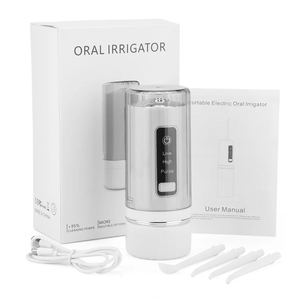 Portable Oral Irrigator Water Flosser Dental Water Jet Tools Pick Cleaning Teeth 230ML 4 Nozzles Mouth Washing Machine Floss 250605