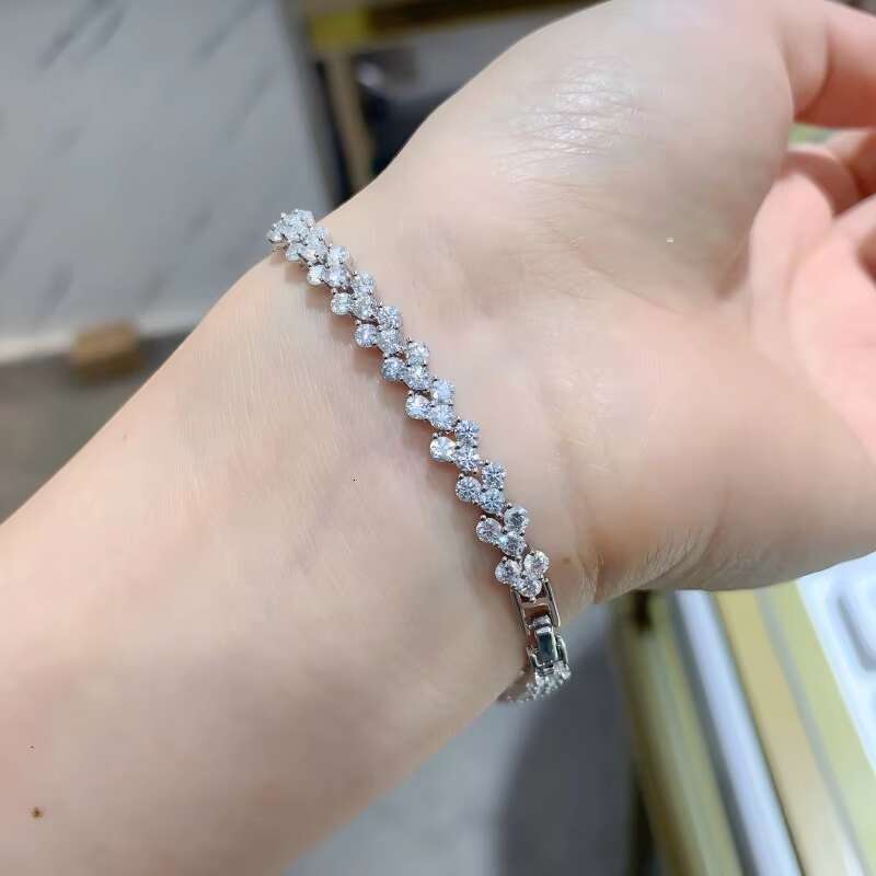 Best-Selling Full Diamond 2.5mm Round Irregular V-Shaped Bracelet - 925 Sterling Silver Moissanite Bracelet