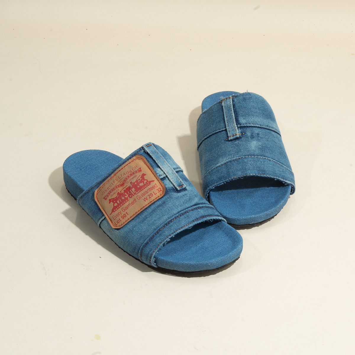 2024 Fashion Denim Slipper Female Shoes Non-slip Comfortable Summer Flat Slippers Woman Slides Outdoor Beach Casual Shoes Women