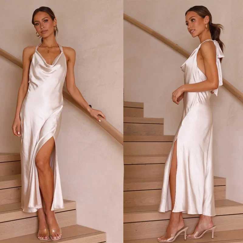 2023 Trendy European And American Cross-Border E-commerce Sleeveless Sexy Slim Fit Long Dress Womens Side Slit Open-Back Dress XJ250610