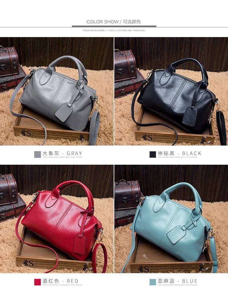 Elegant Boston Shoulder Bag For Women New High Quality Leather Ladies Handbags Designer Female Daily Tote Messenger Bags