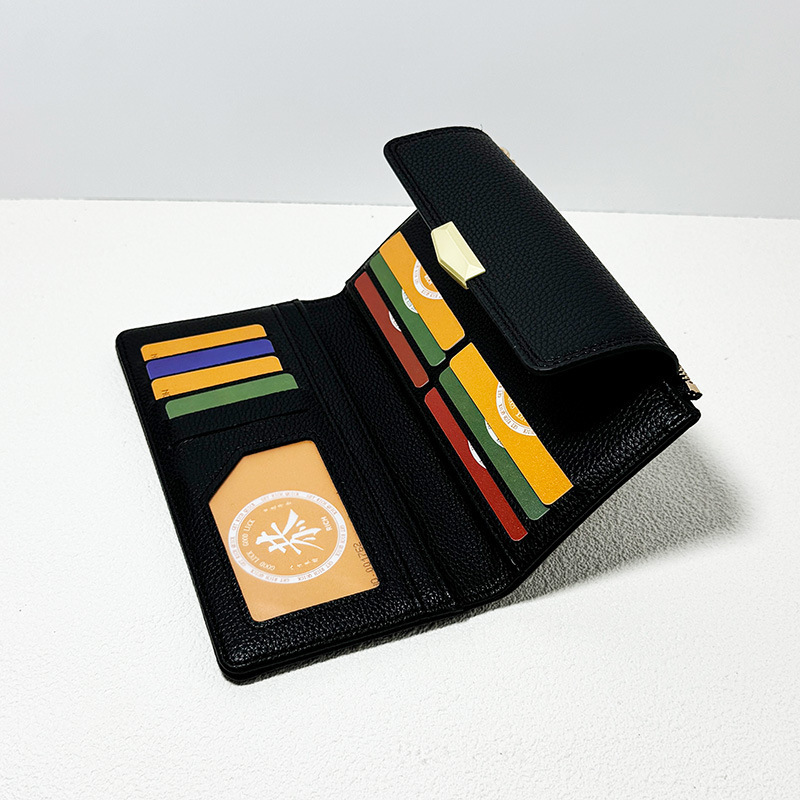 Free Shipping 2025 New Designer Bag Lychee Texture Women's Long Wallet High-end Multi Slot Leather Card Bag Exquisite And Practical Coin Bag