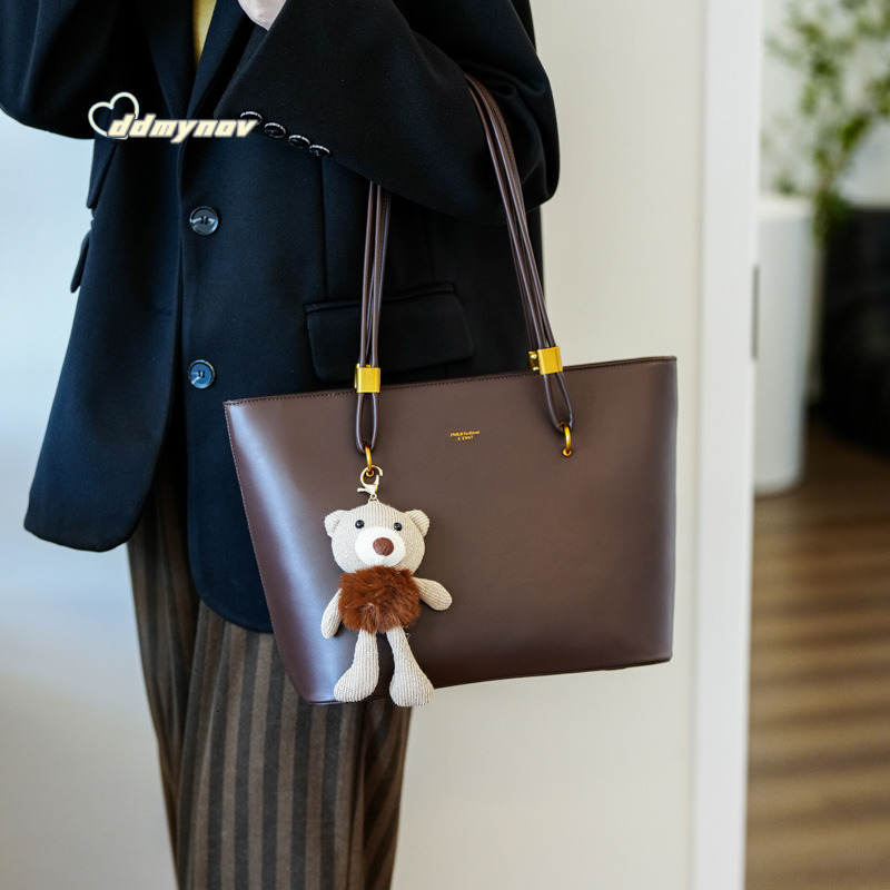 Large Capacity Simple Tote Women, Versatile Shoulder Bag for Commuting, PU Texture, Solid Color Casual Handbag ddmynov