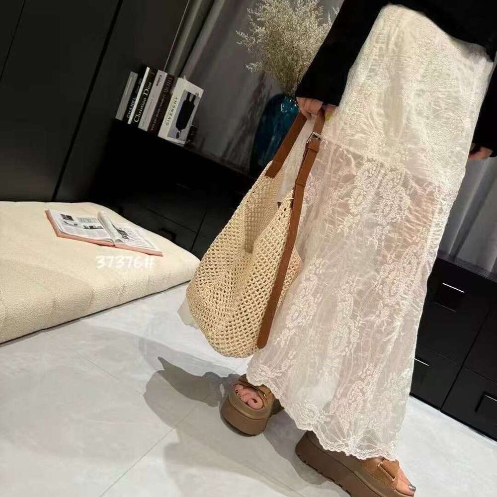 2025 Summer New Handmade Straw Woven for Women Genuine Leather Vacation Beach Tote Fashion Shoulder Crossbody Bag