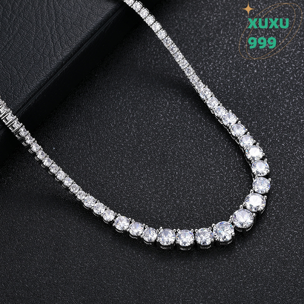 OACOCA Moissanite Diamond Tennis Chain Necklace Bracelet Hip Hop 925 Sterling Silver Cuba Chain Vvs DRE