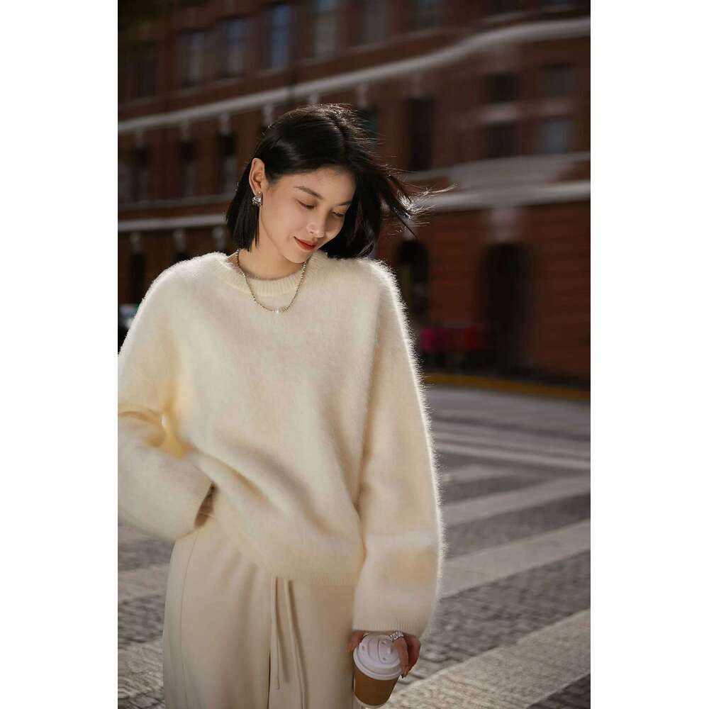 Du Jia Furs Brushed 100% Fog Knitted Ultra-Soft Cashmere Sweater for Women
