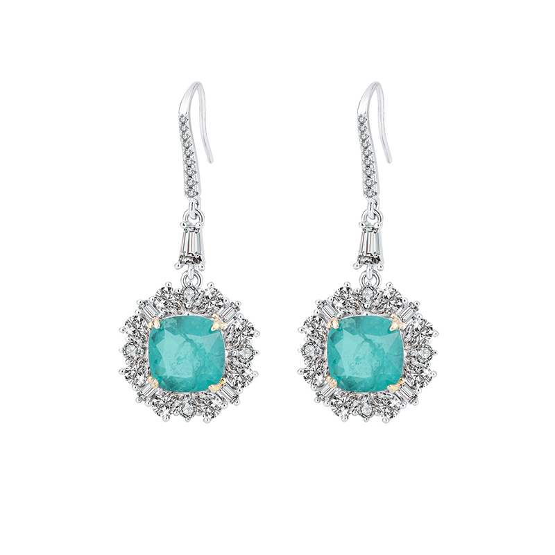 Sophisticated Women's Fashion Accessory: S925 Pure Silver Teardrop Shaped Briolette Style Ear Cuff Set Showcasing Lustrous Aquamarine Hued Man-Ma