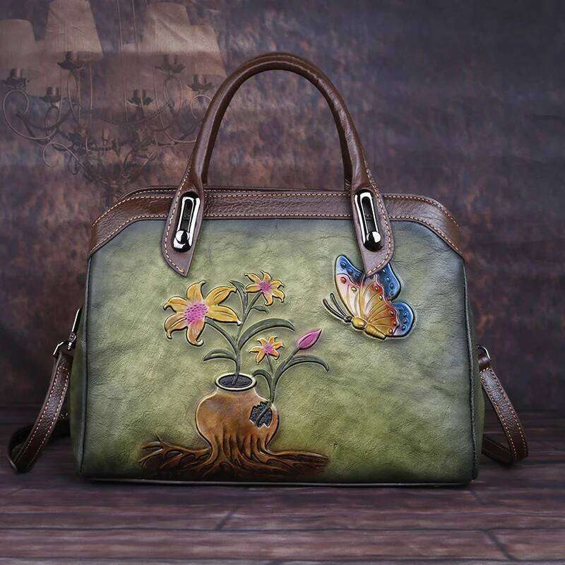 MOTAORA Vintage Women Shoulder Bags Genuine Leather Retro Ladies Handbags For Female Handmade Emed Women's Bag 2025 Trend