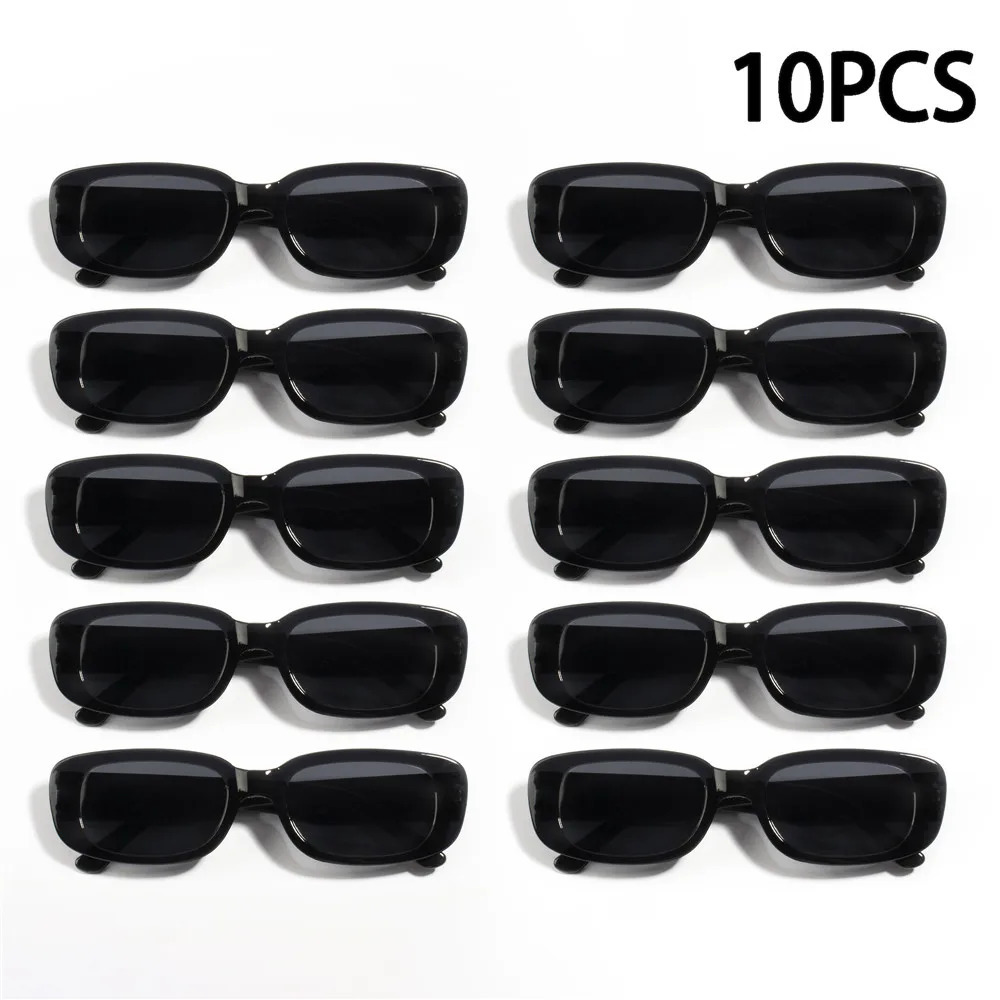 10PCS Vintage Black Square Sunglasses Woman Small Rectangle Sun Glasses Female Gradient Clear Mirror De Sol 250530