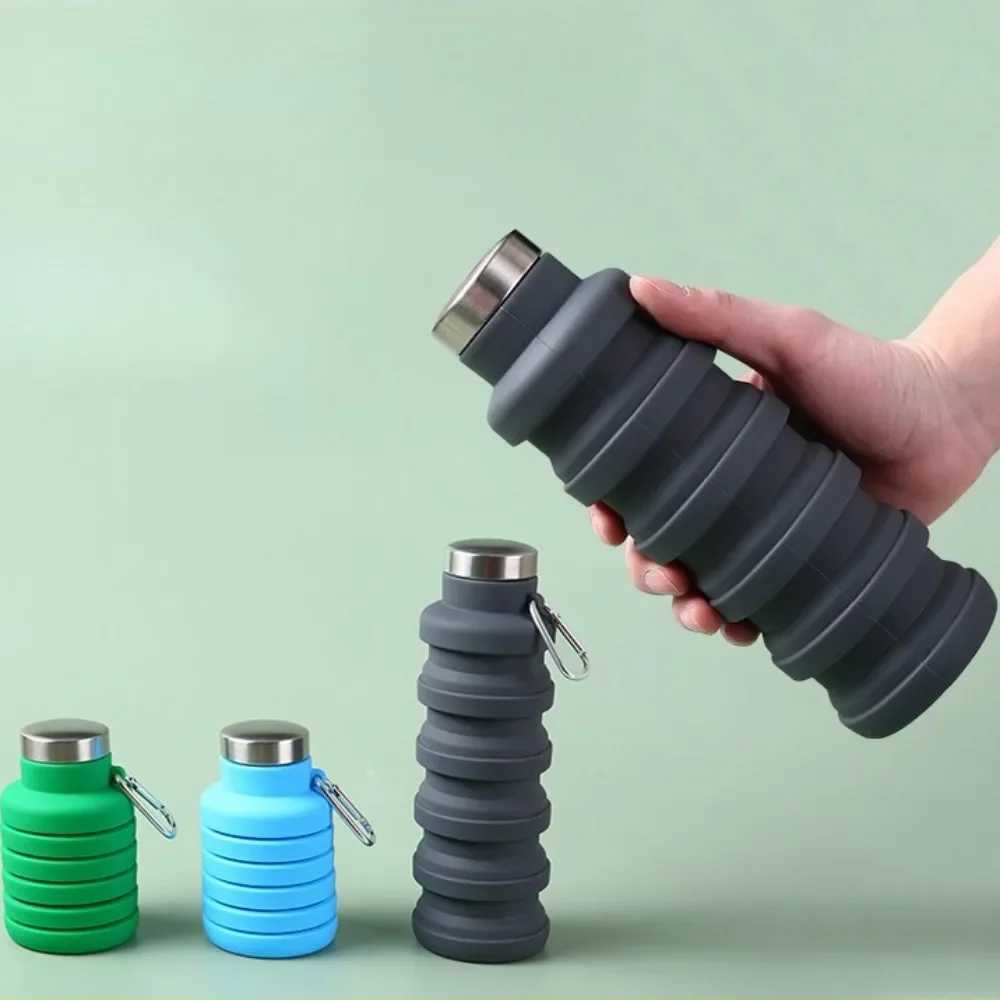 Collapsible Silicone Water Bottle - Durable Foldable Sports Flask Running/Hiking Portable Telescopic Cup for Travel Fitness Z260202