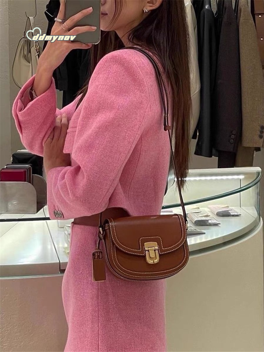 2025 Autumn New Korean INS Niche Color-Block Single Shoulder Crossbody Saddle Versatile Underarm Small Bag for Women ddmynov