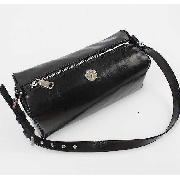 Korean Minseok Lim Minitmute Caviar Pattern Genuine Leather Pillow Handheld Boston Crossbody Shoulder Bag