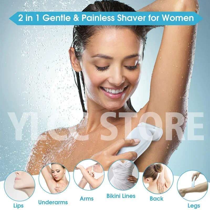 Electric Razors Women 2 In 1 Bikini Face Shavers Hair Removal for Underarms Legs Ladies Body Trimmer IPX7 Waterproof