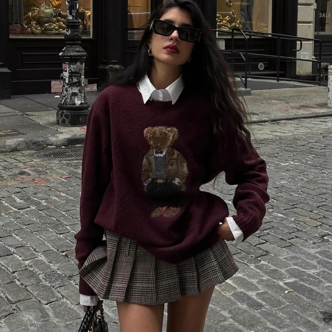 designer sweater women knitted sweater embroidery women long sleeve knitwear pullover