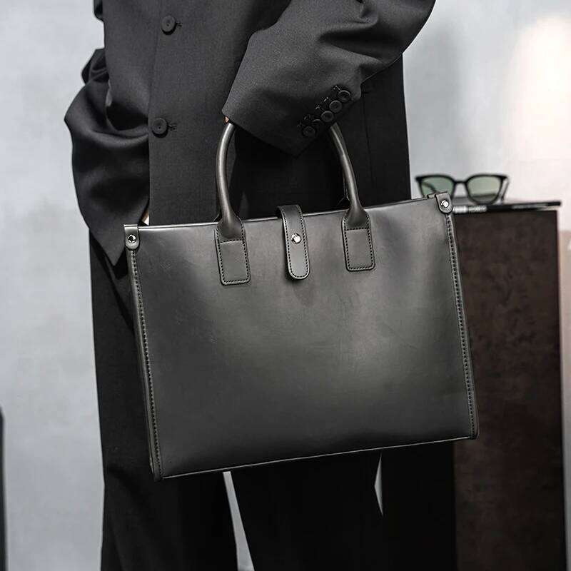 New Men's Briefcase Bag Retro Leather Business Boston Bags Brand Designer's Cross Bag Large Capacity Computer Handbags