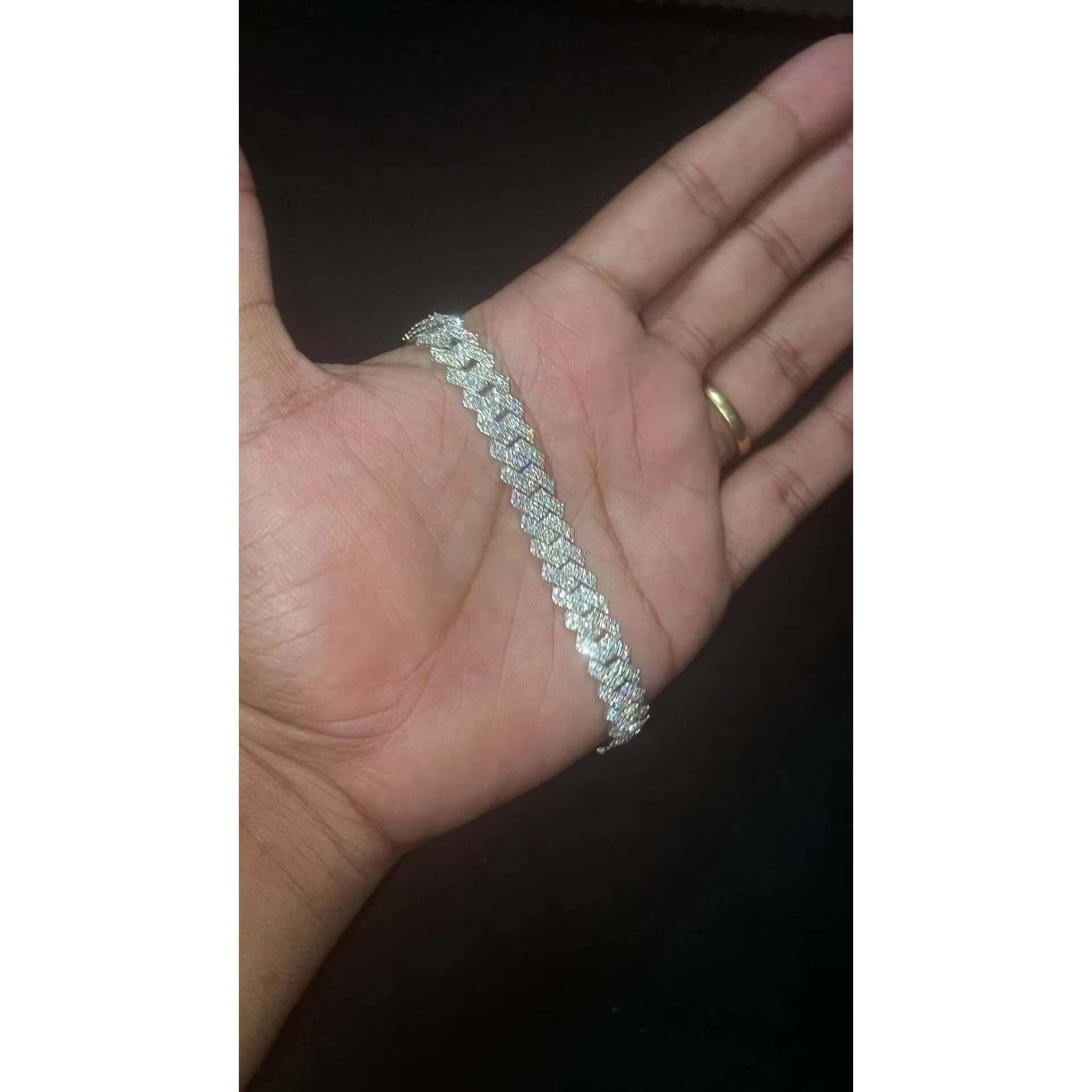 moissanite bracelet Miami Cuban Link Bracelet Men/Women Bracelet Moissanite Cuban Bracelet Available in 925 Sterling Silver/10k Solid Gold Pass