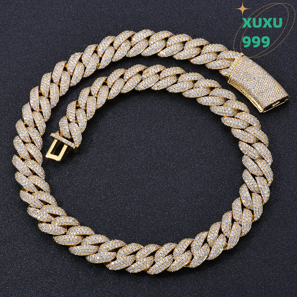 OACOCA Hip Hop 18mm Zircon Necklace for Men Iced Out Fashion Cuban Chain Necklace 18k Gold Necklace Charms for Jewelry Making