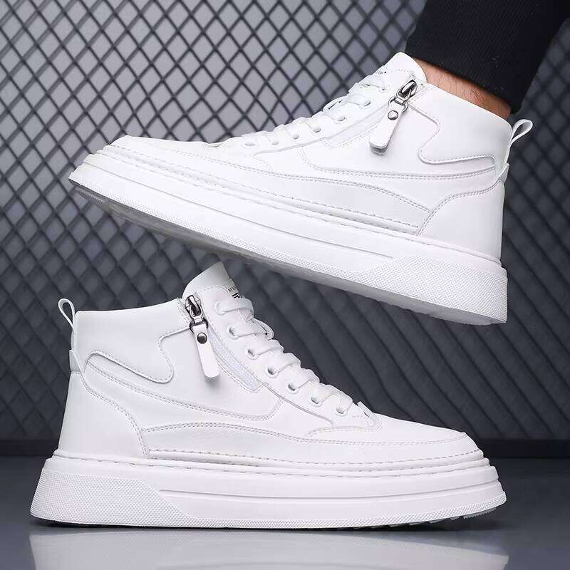 Hot Selling Fashion Winter Casual White Outdoor Leather Boots High Top Men's Shoes