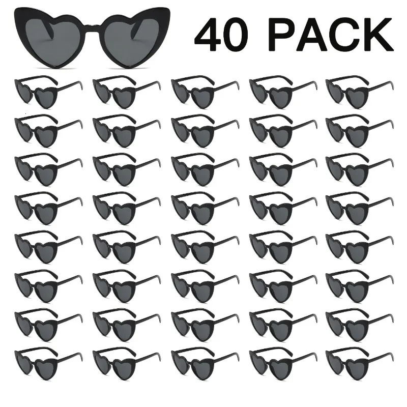 40pcs Fun and Stylish Large Frame Heart-Shaped Glasses - Perfect for Weddings Balls and Couples Parties 250530
