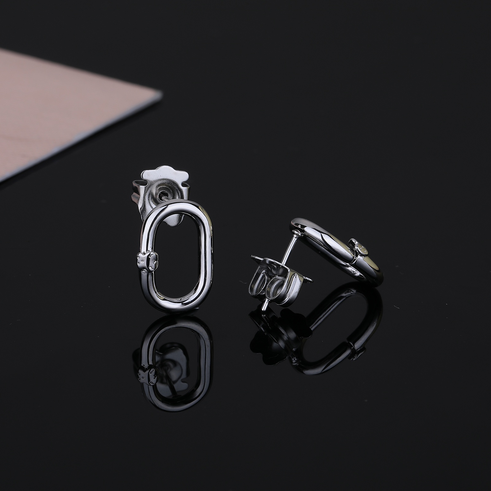 Fashion Women Men Girls Bear Silver Rose Gold Stainless Steel Copper Hollow Circle Ellipse Can Be Opened Cartoon Animal Span Stud Earrings Jewelry