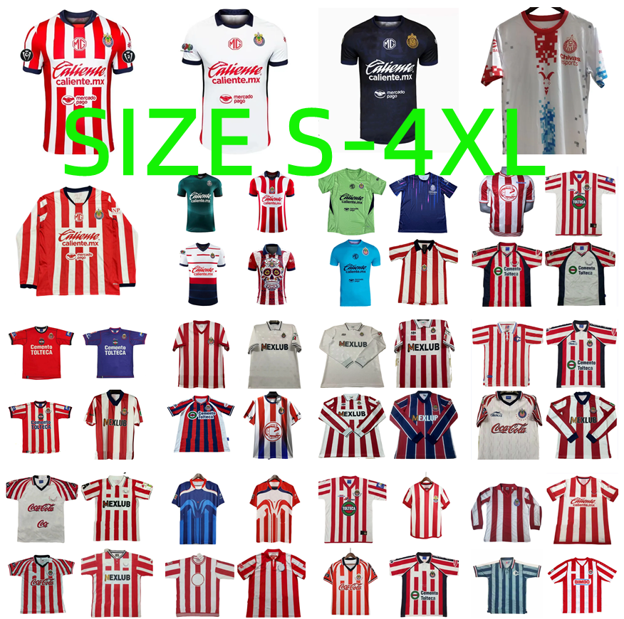 23 24 25 26 Chivas de Guadalajara soccer jerseys 2025 2026 CHICHARITO A.ZALDIVAR J.MACIAS BRIZUELA A.VEGA F. BELTRAN 95 96 97 98 99 00 01 02 03 06 07 17 18 Retro football shirt