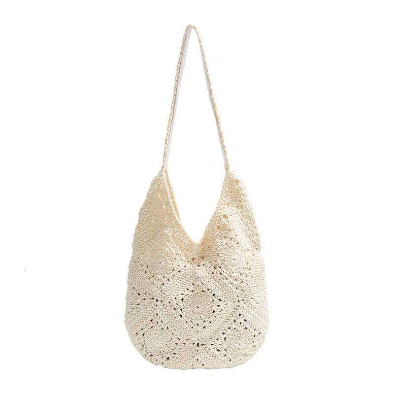 Women Knitted Shoulder Casual Beach Large Capacity Hollow Out Fashion Tote Handbag Outdoor Travel Bag
