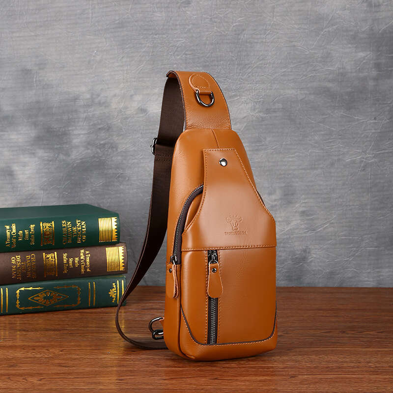 TAURUSCIAGA Zhen Niu Shijia Men's Genuine Leather Single Shoulder Crossbody Chest First Layer Cowhide Front Sling Bag Portable