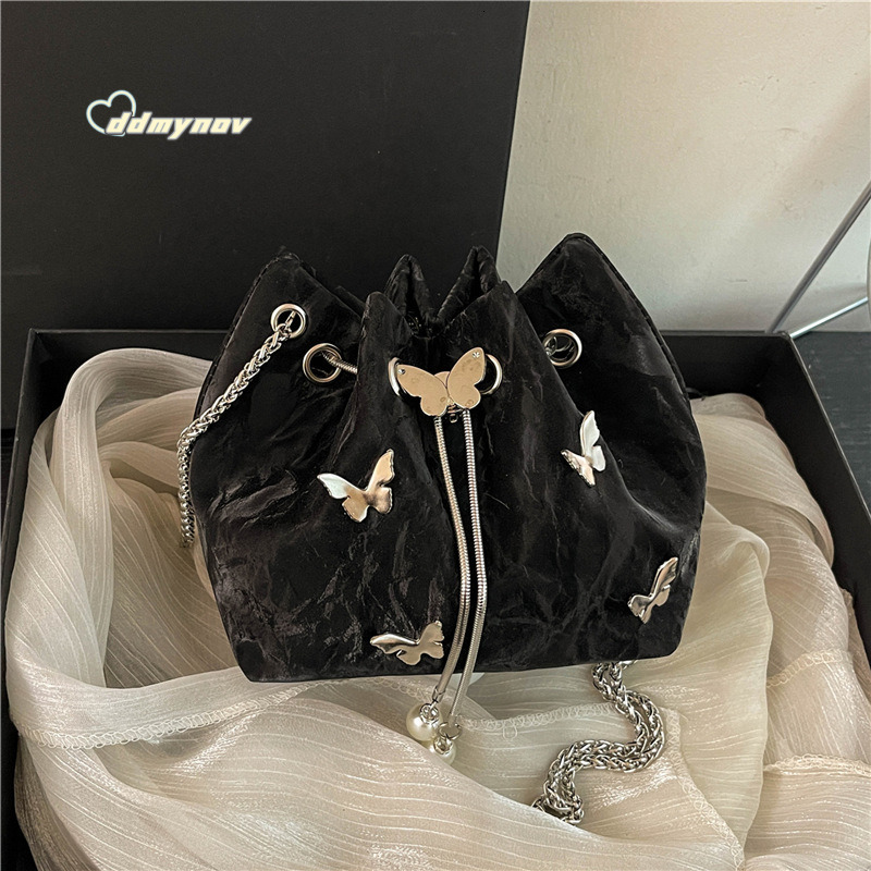 Autumn Super Popular Niche for Women 2024 New Fashion Versatile Chain Crossbody High-end Single Shoulder Bucket Bag ddmynov