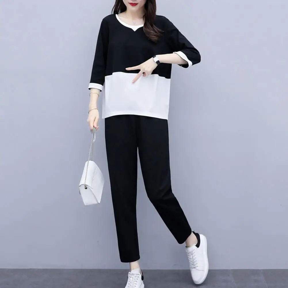 Spring Summer Two-Piece Set Women Korean Loose Large Size Tracksuit Female Clothing Casual Ladie Pant Suit Outfit 250609