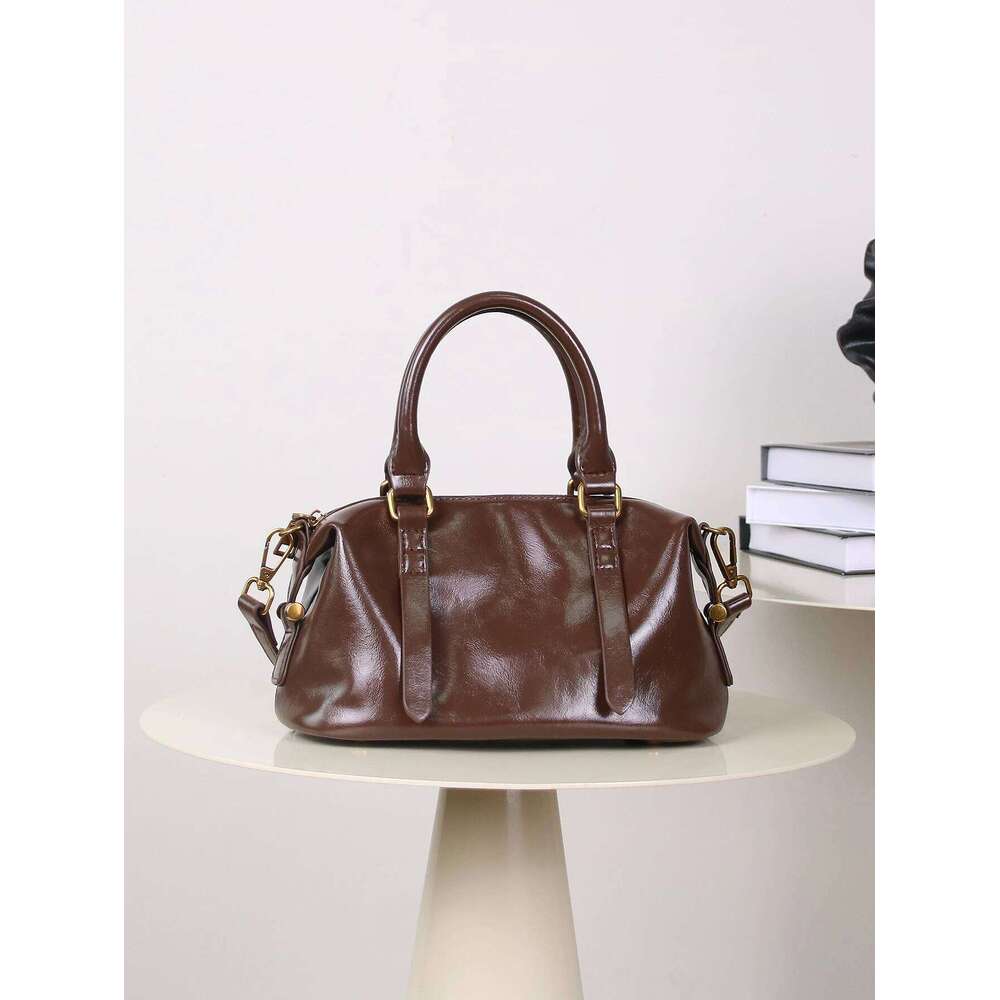 Fall/Winter 2024 New Wax Boston Handbag High-Quality Niche Pillow Retro Large-Capacity Shoulder Crossbody Bag