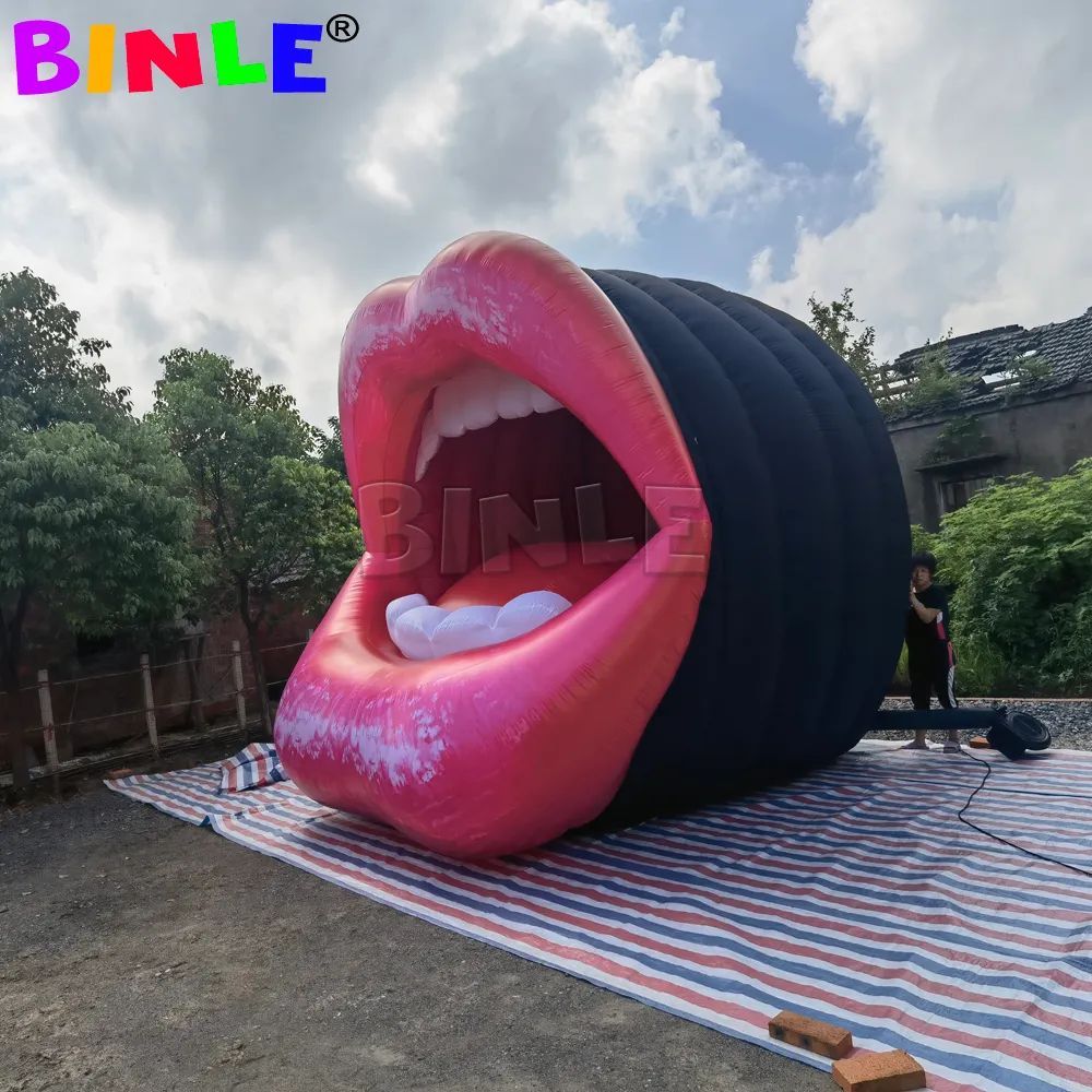 7mLx6mWx6mH (23x20x20ft) Amazing Giant Open Inflatable Mouth Model Red Sexy Lips Balloon Club Pub Party Event Decoration,Music Stage Decor Ideas
