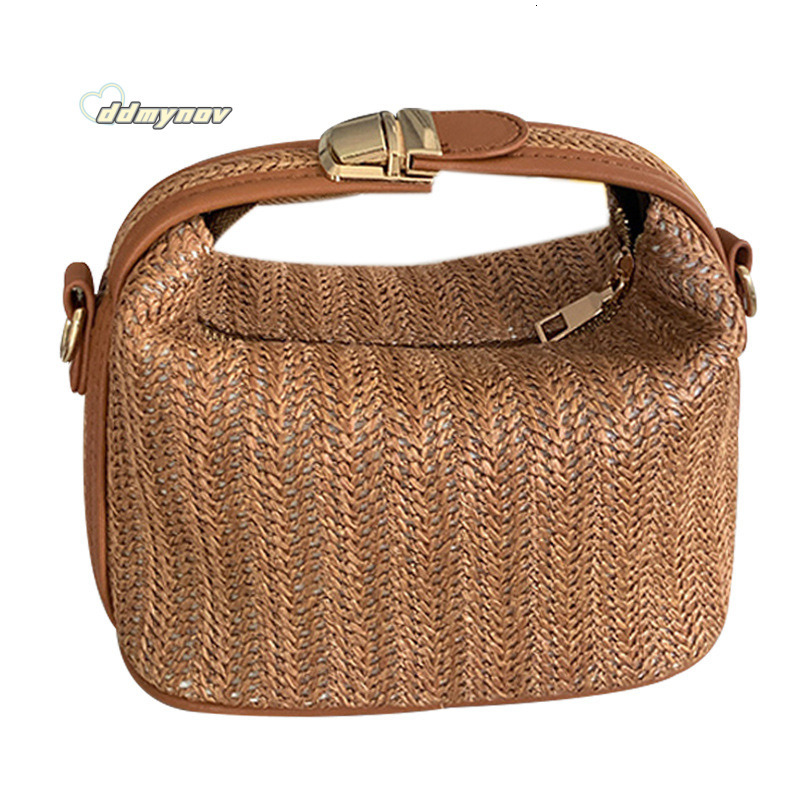 Korean Dongdaemun INS Grass Woven Small Casual Women's Handbag Shoulder Crossbody Bag 2025 Summer New ddmynov